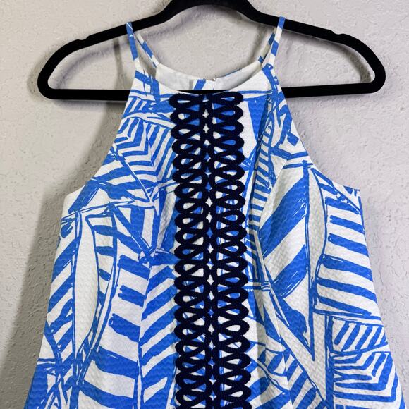 LILLY PULITZER Dress‎ 2 Annabelle Bay Blue Yacht Sea Racerback Seersucker NWT - Picture 5 of 15